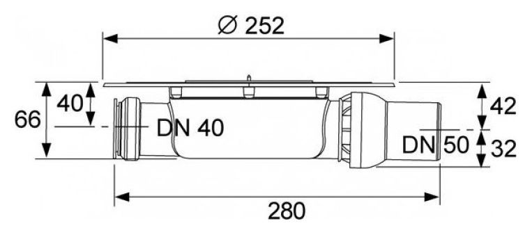 Сифон низкий горизонтальный DN50 3601400 - 2