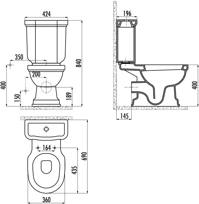 Унитаз-компакт Creavit Klasik KL310 с биде, белый - 2