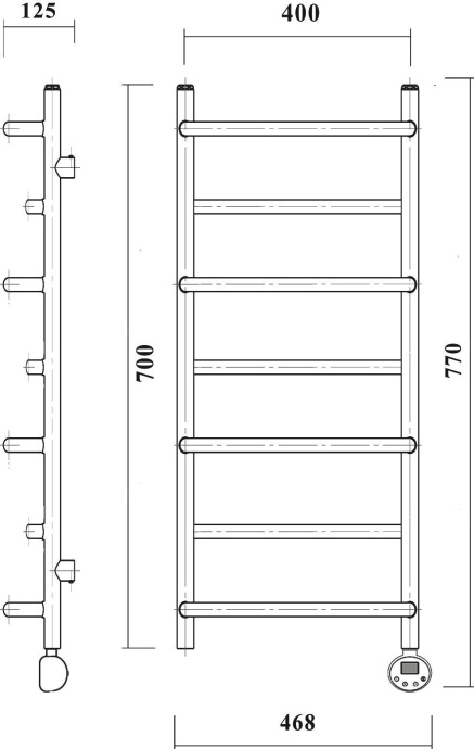 Полотенцесушитель электрический Domoterm Орфей П7 40x70, хром, R Орфей П7 400x700 ER - 2