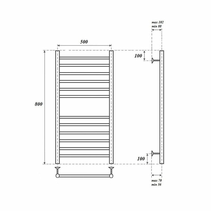 Полотенцесушитель водяной Point Аврора 50х80 хром PN10158S - 1