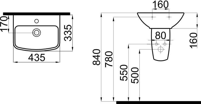 Раковина STWORKI Дублин 45 с полупьедесталом 558290 - 7