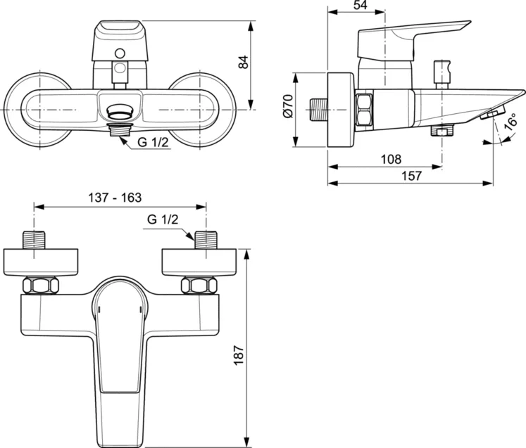 Смеситель для ванны с душем Ideal Standard Tesi хром A6583AA - 3