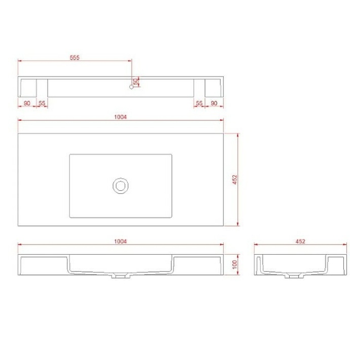 Раковина - столешница Armadi Art Flat 100 белый матовый 888-100 - 3