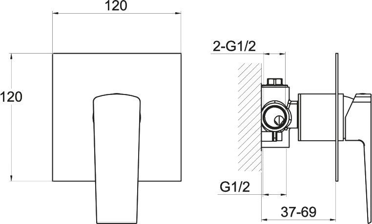Смеситель BelBagno Arlie ARL BDM CRM с внутренней частью,  для душа ARL-BDM-CRM - 1