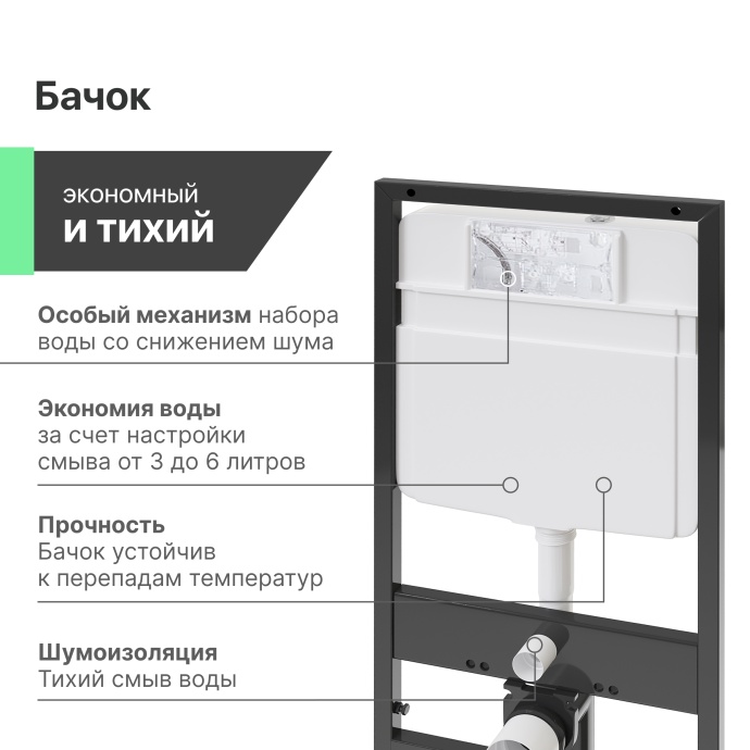 Комплект Унитаз подвесной STWORKI Хальмстад SETK2804-0606-001-1-6000 с микролифтом + Система инсталляции для унитазов EWRIKA ProLT 0026-2020 с кнопкой смыва 0040 хром матовый 560205 - 7
