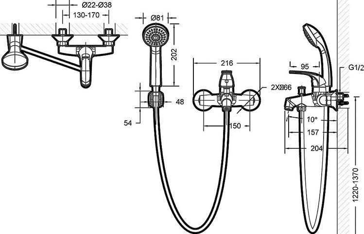 Смеситель для ванны Bravat Fit хром  F6135188CP-B-RUS - 2