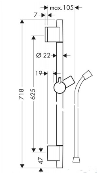 Душевая штанга Hansgrohe  62.5 см  28632000 - 1