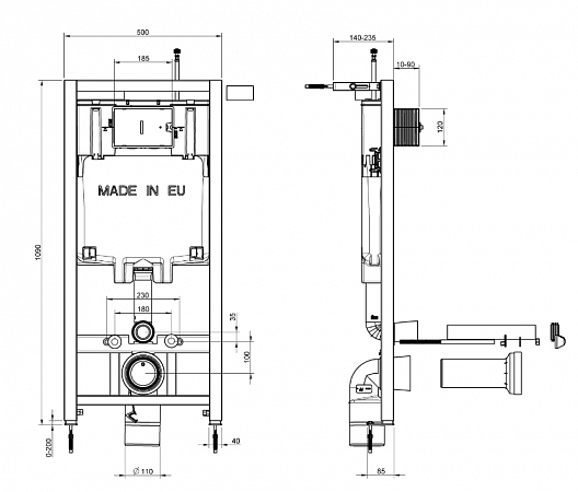 Комплект Jacob Delafon Elite E21742RU-00 кнопка хром - 12