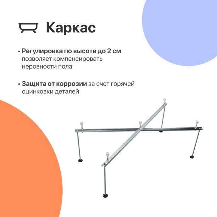 Акриловая ванна DIWO Углич 160x70 с каркасом 567867 - 2