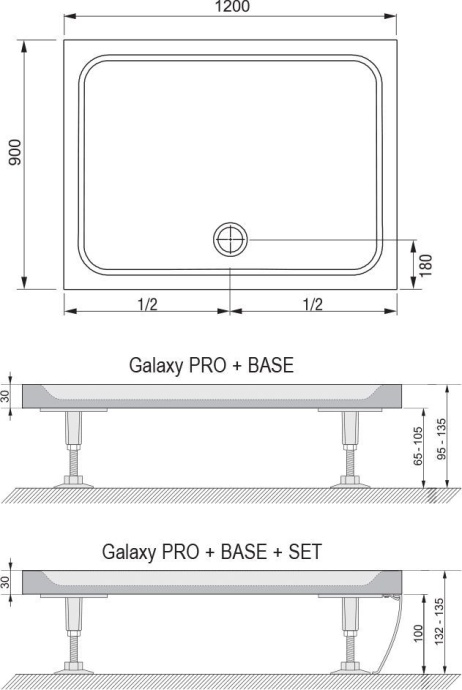 Душевой поддон Ravak Gigant Pro 90x120 см  XA04G701010 - 2