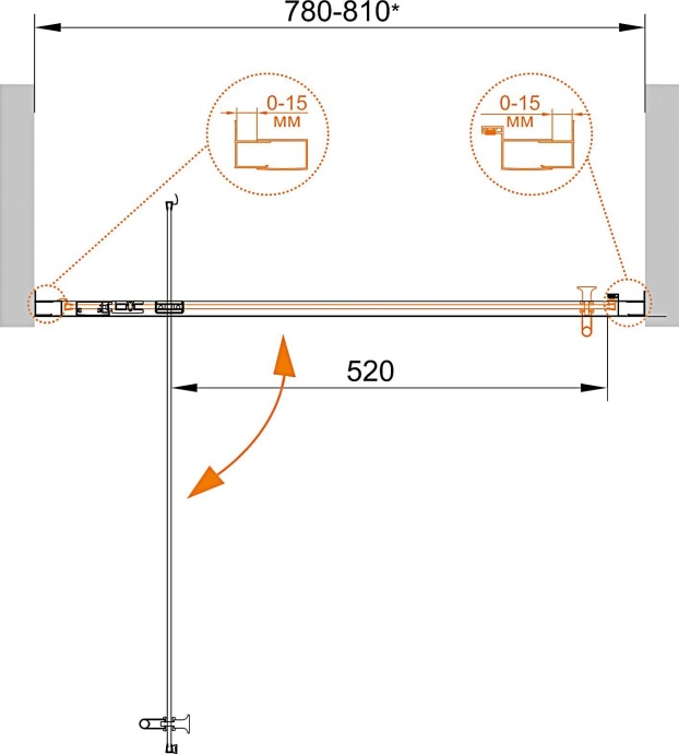 Душевая дверь в нишу Cezares Eco O BA 1 80 C Cr стекло прозрачное ECO-O-BA-1-80-C-Cr - 4