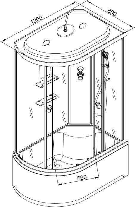 Душевая кабина Deto ЕМ 120х80  EM4512RLED+GM - 7