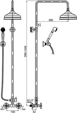 Душевая стойка Cezares Retro C-CD-03 RETRO-C-CD-03 - 1