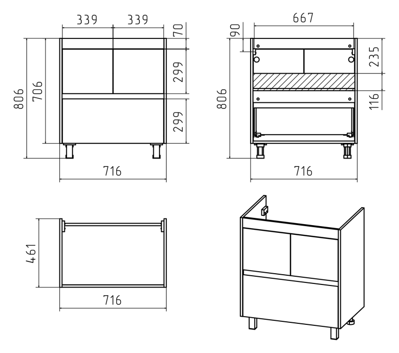 Тумба с раковиной Misty Алиса 75 напольная, белая Э-Али01075-0112Я - 1