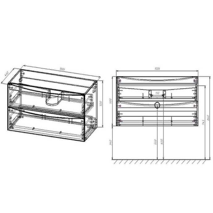 Тумба под раковину Vincea Mia 100 темное дерево VMC-2MC100RW - 1