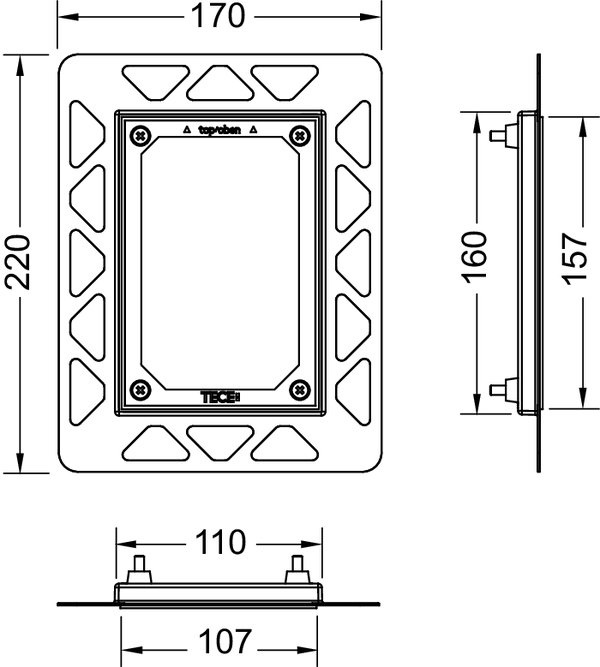 Рамка для монтажа кнопки TECE filo urinal 9242042 черная - 1