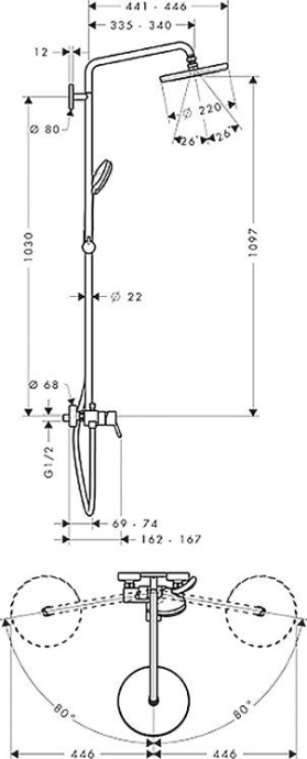 Душевая стойка Hansgrohe Croma 27222000 - 1