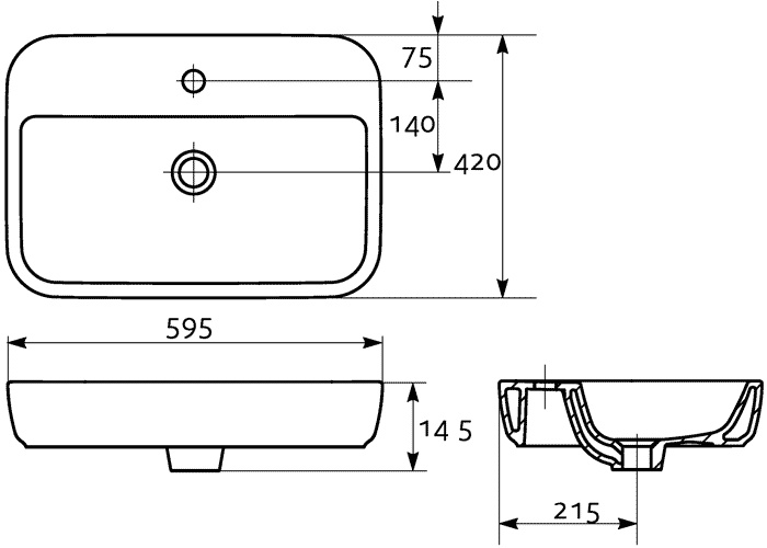 Накладная раковина Cersanit  (UM-CAS60/1-S) S-UM-CAS60/1-S-w - 1