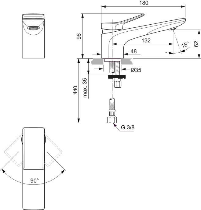  Смеситель для раковины Ideal Standard Conca хром BC754AA - 6