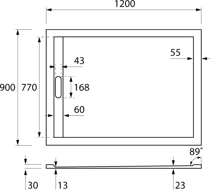 Поддон для душа Cezares Tray из искусственного мрамора  TRAY-AS-AH-120/90-30-W - 1