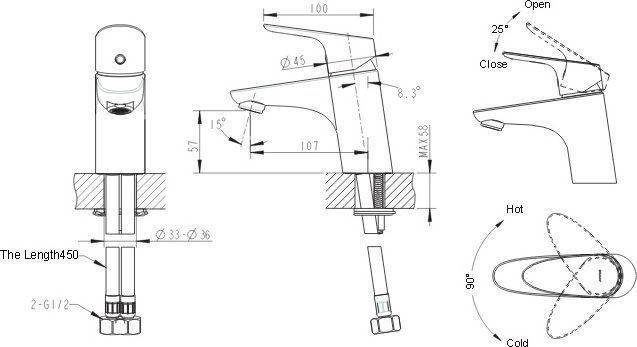 Смеситель Bravat Drop-D F148162C-1 для раковины с гигиеническим душем - 1