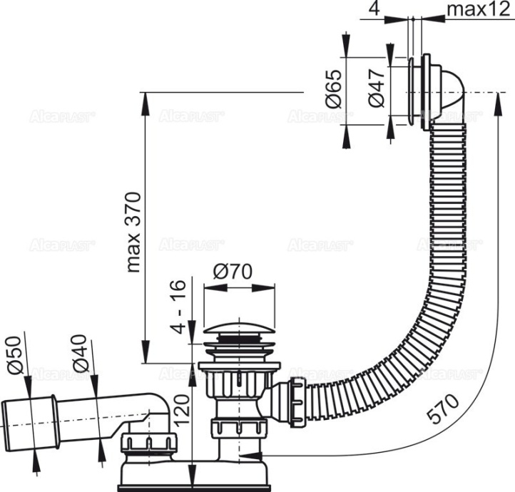 Слив-перелив AlcaPlast   A505KM - 1