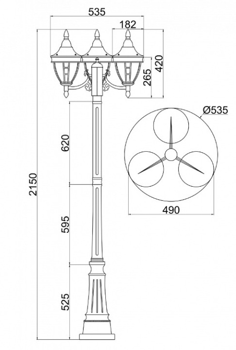 Фонарный столб Maytoni Rivoli O026FL-03B - 1