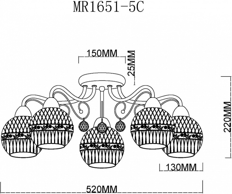 Потолочная люстра MyFar Frank MR1651-5C - 2