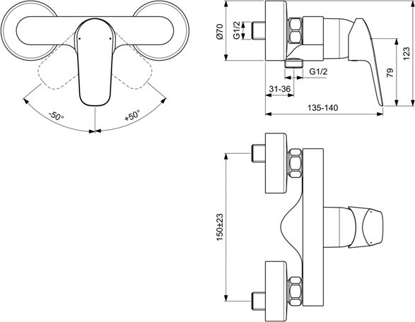 Смеситель для ванны Ideal Standard Ceraflex  B1720AA - 1