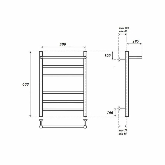 Полотенцесушитель электрический Point Аврора 50х60 хром с полкой PN10156PE - 2