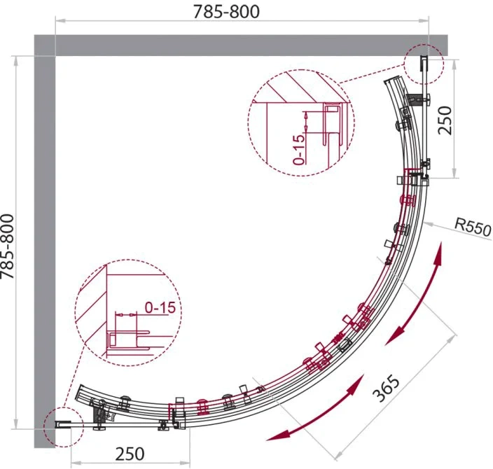 Душевой уголок BelBagno Acqua 80 хром  ACQUA-R-2-80-C-Cr - 2