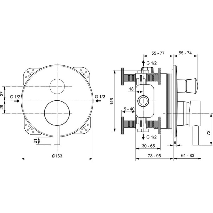 Смеситель для ванны с душем Ideal Standard Ceraline черный матовый A7389XG - 4