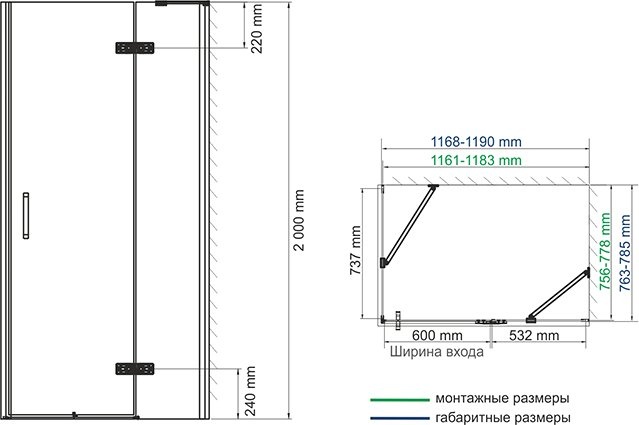 Душевой уголок Wasserkraft Aller Black 10H06RB 120x80 см 10H06RBLACK - 4