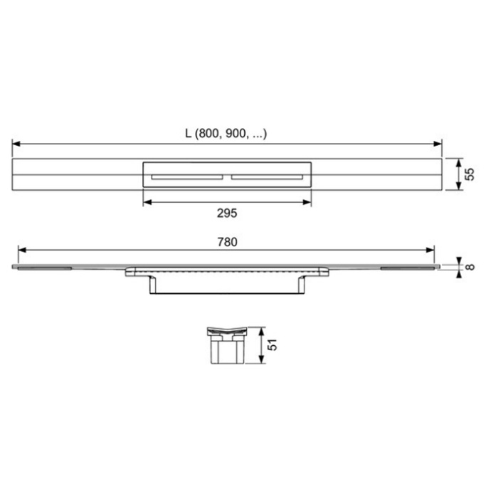 Профиль для душа TECEdrainprofile, 1200 мм, PVD Brushed stainless steel, black / сатин, черный 671221 - 1