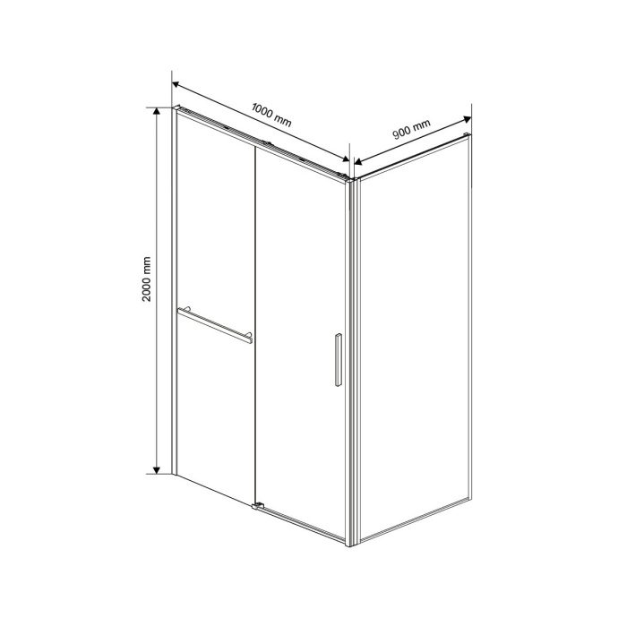Душевой уголок Vincea Slim Soft 100х90 профиль черный стекло прозрачное  VSR-1SS9010CLB - 9