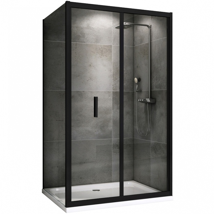 Душевой уголок Abber Sonnenstrand 120x75 профиль черный стекло прозрачное AG07120B-S75B - 0