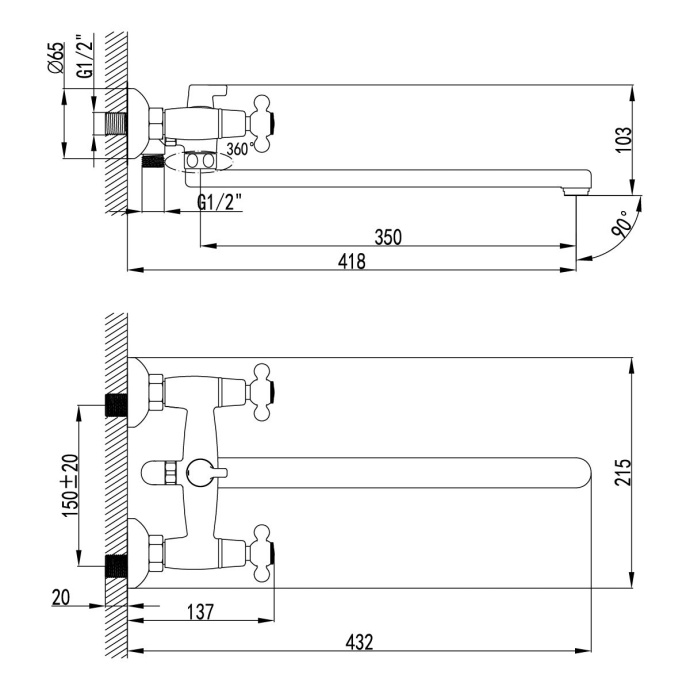 Смеситель Lemark Standard универсальный LM2112C - 1