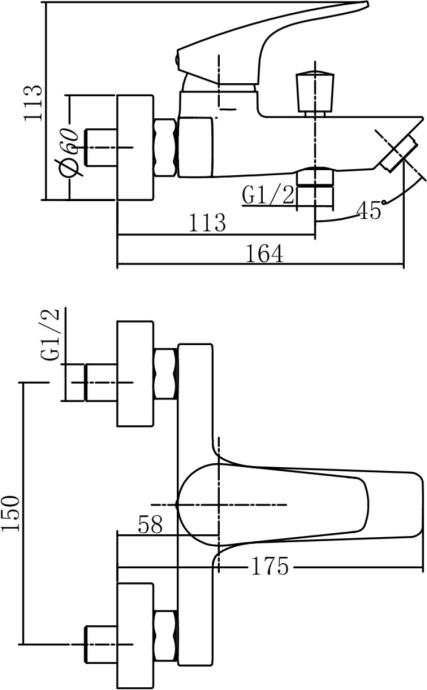 AF330-20C Aquanet Static, смеситель для ванны, хром (237442) - 3