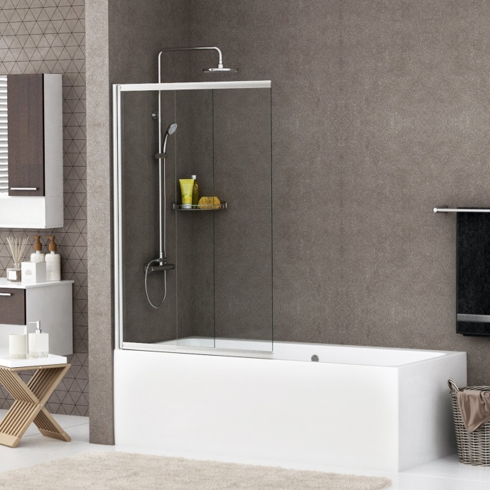 Шторка на ванну Wasserkraft Main 80х140 профиль хром стекло прозрачное 41S02-80 Fixed - 1