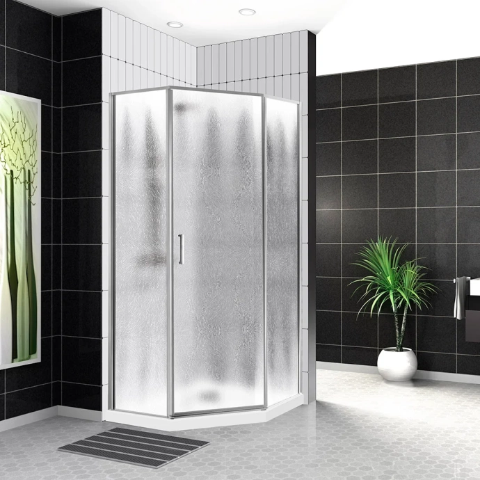 Душевой уголок BelBagno Uno 90х90 профиль хром стекло рифленое UNO-195-P-1-90-CH-CR - 1
