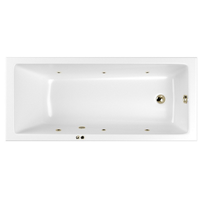 Ванна акриловая WHITECROSS Wave Soft 170x75 с гидромассажем белый - бронза 0101.170075.100.SOFT.BR - 0