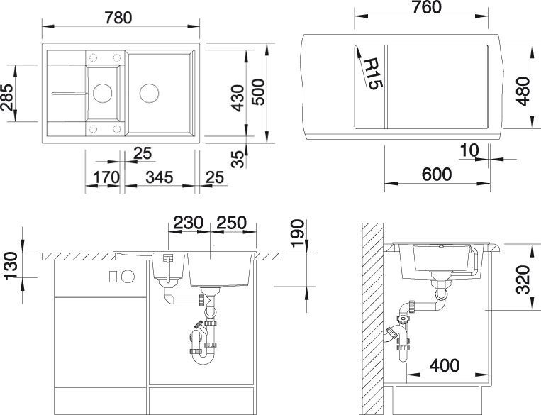 Мойка из гранита Blanco Metra серый  517353 - 3