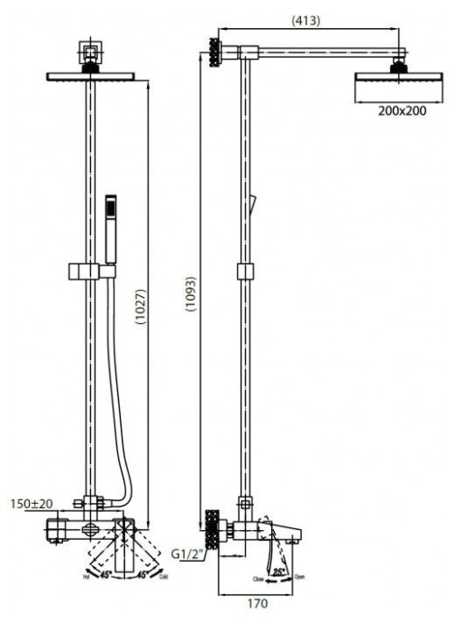 Душевая стойка Cezares Quattro C CVD-01 S QUATTRO-C-CVD-01-S - 1