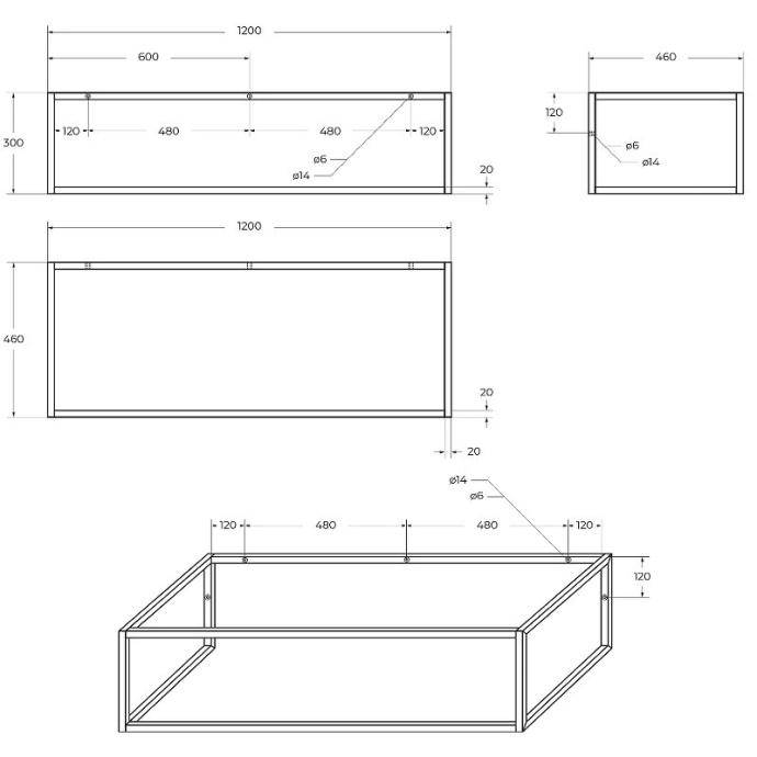 Консоль под раковину BelBagno Etna Kraft 120 черный матовый EK-120-ST - 8