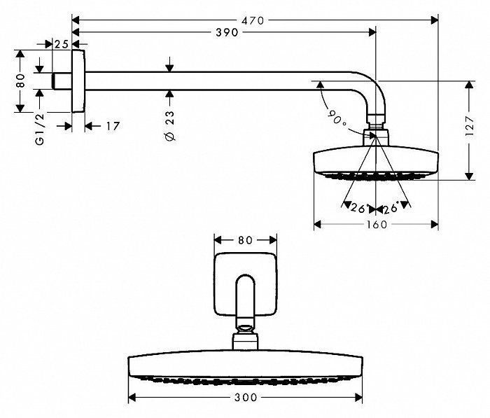 Верхний душ Hansgrohe Raindance Select E 300 2jet 27385400 - 4