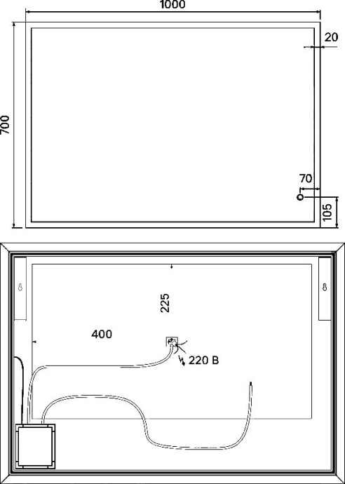 Зеркало Iddis Brick 100 c термообогревом и подсветкой BRI1000i98 - 5