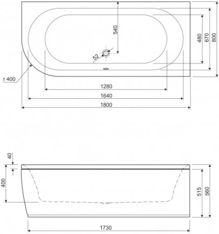 Передняя панель для акриловой ванны Cezares Metauro Corner, белый  METAURO CORNER-180-SCR-R-W37 - 1