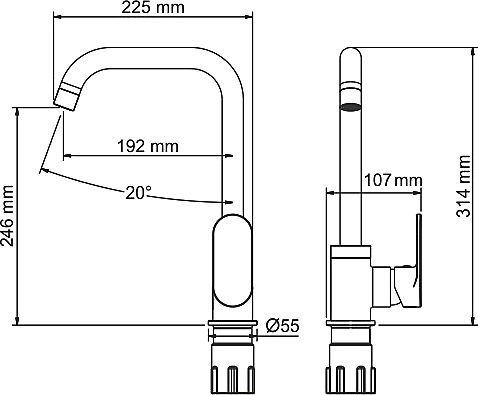 Смеситель Wasserkraft Mindel 8507 для кухонной мойки, белый матовый - 4