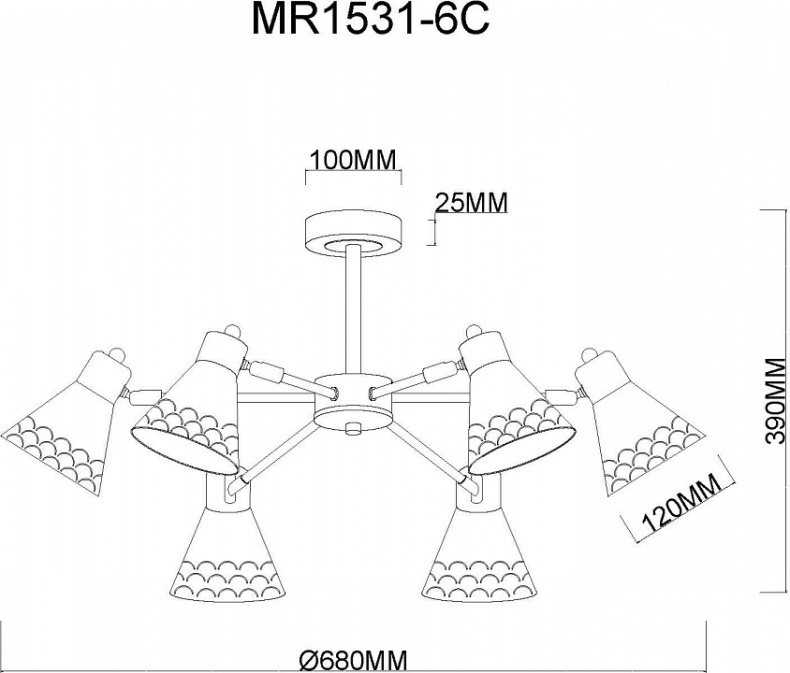 Люстра на штанге MyFar Chilly MR1531-6C - 3