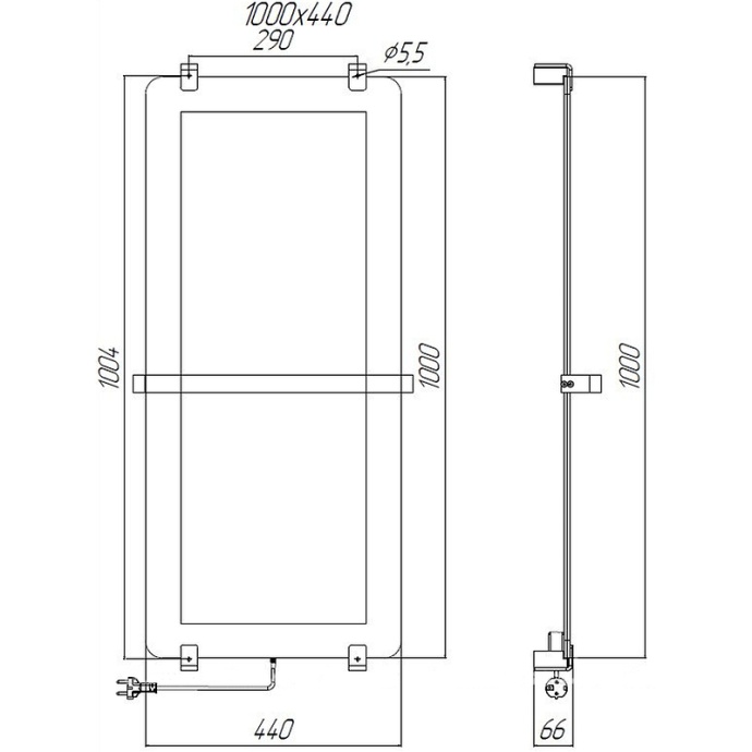 Полотенцесушитель электрический Allen Brau Infinity 44x100 зеркальный 8.21002.GL - 4